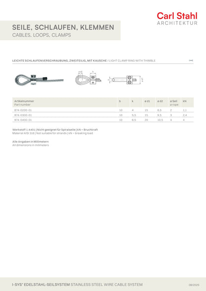 Carl Stahl Light loop clamp ring with thimble 874
