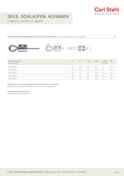Carl Stahl Loop clamp ring with thimble 874