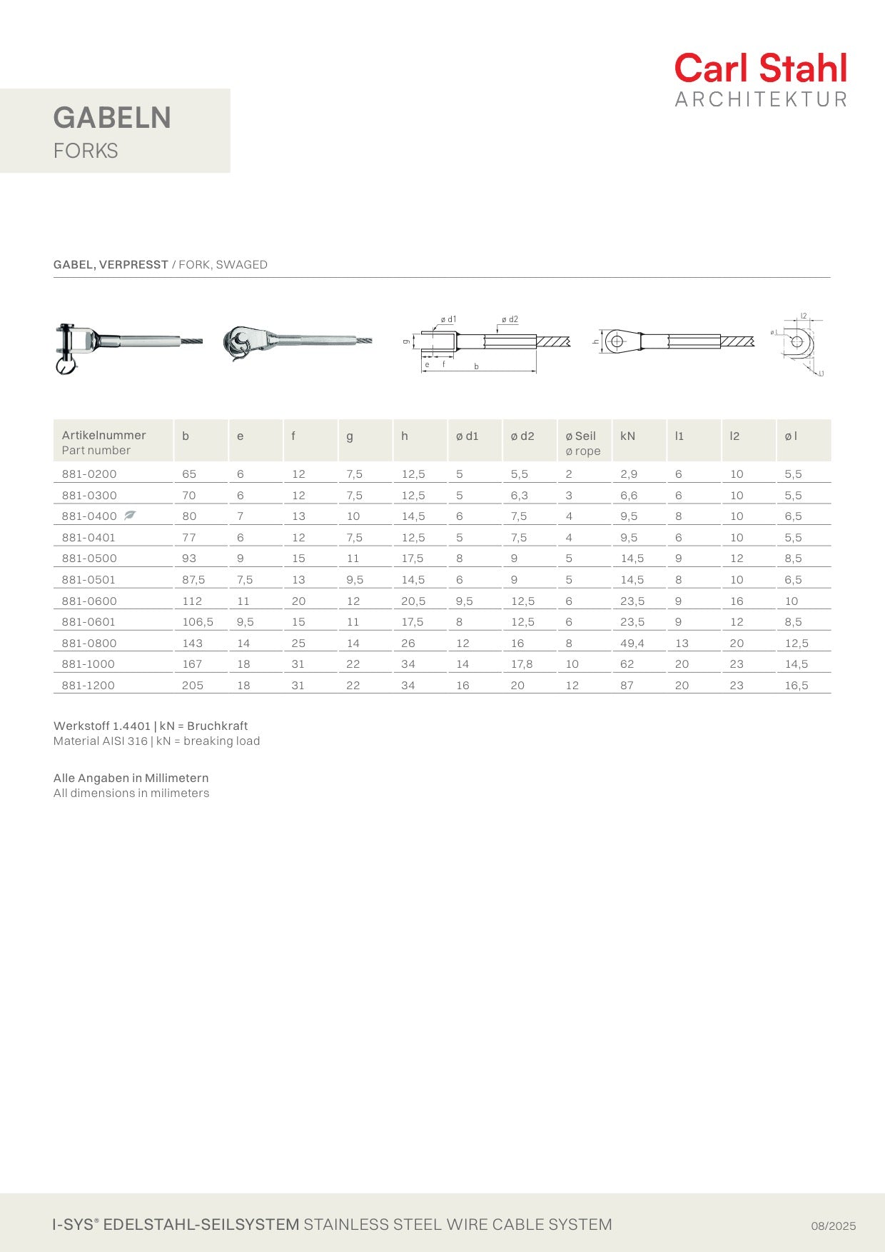 Carl Stahl Fork, swaged 881