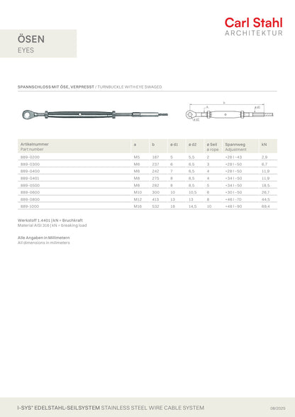 Carl Stahl Turnbuckle with eye, swaged 889