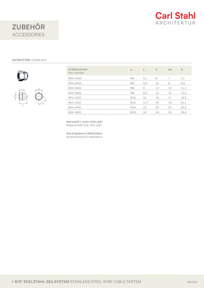 Carl Stahl Dome nut DIN1587 894