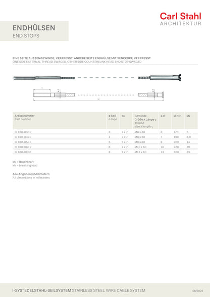Carl Stahl I-SYS Stainless steel end stops IK160