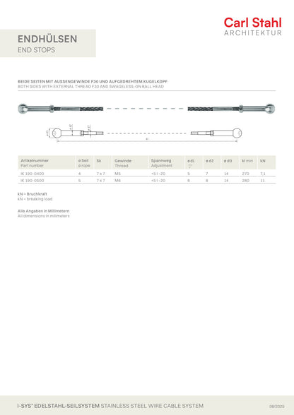 Carl Stahl I-SYS Stainless steel end stops IK190