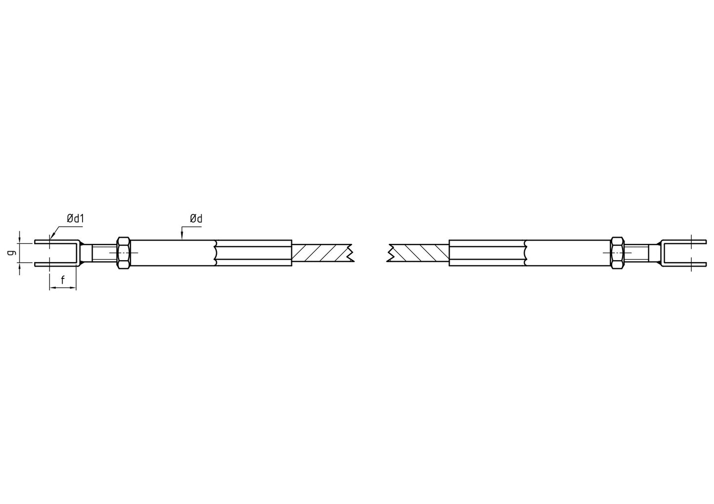 Carl Stahl I-SYS Stainless steel rope with both sides fork IK300