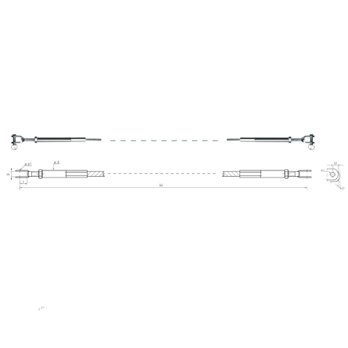Carl Stahl I-SYS Stainless steel rope with both sides fork IK300