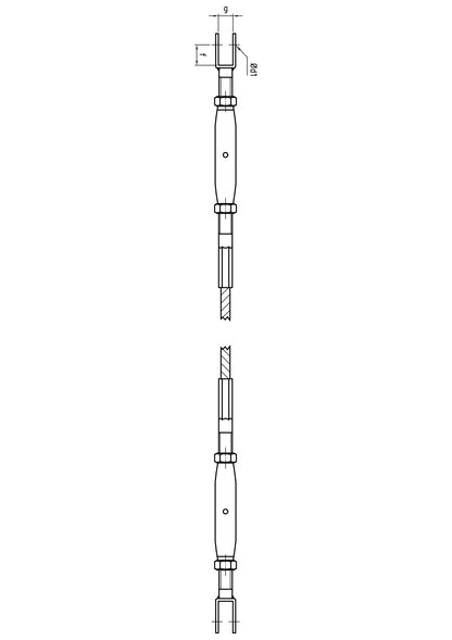 Carl Stahl I-SYS Stainless steel wire rope with both sides turnbuckle with fork IK320