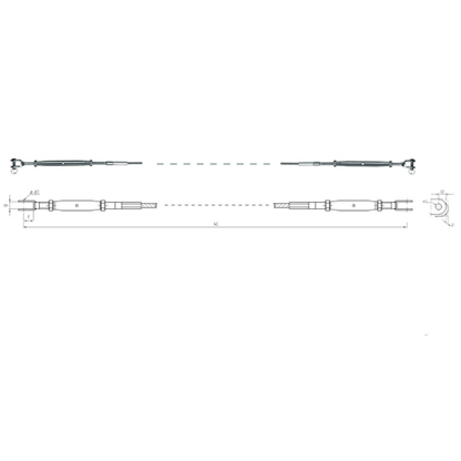Carl Stahl I-SYS Stainless steel wire rope with both sides turnbuckle with fork IK320