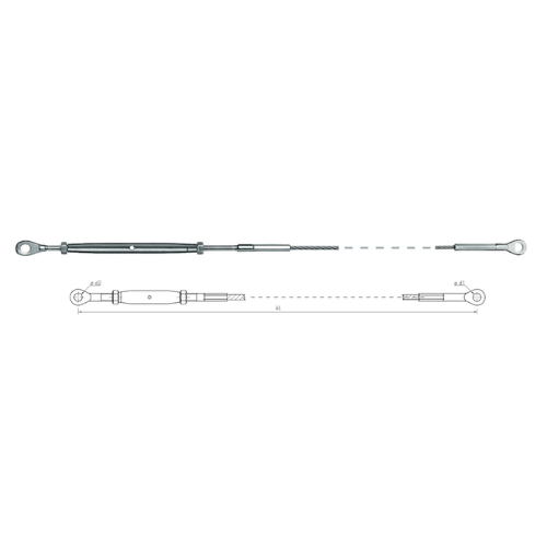 Carl Stahl I-SYS Stainless steel wire rope with one side turnbuckle IK410