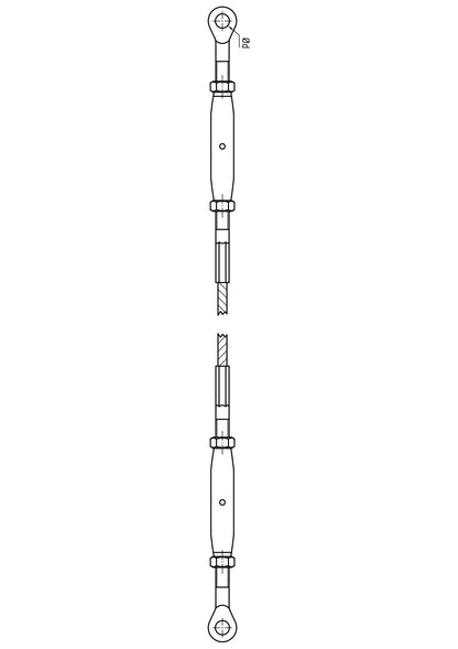 Carl Stahl I-SYS Stainless steel wire rope with both sides turnbuckle IK420