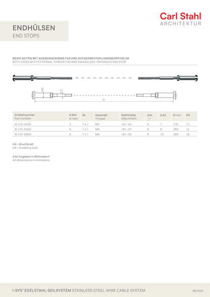Carl Stahl I-SYS Stainless steel end stops IK170